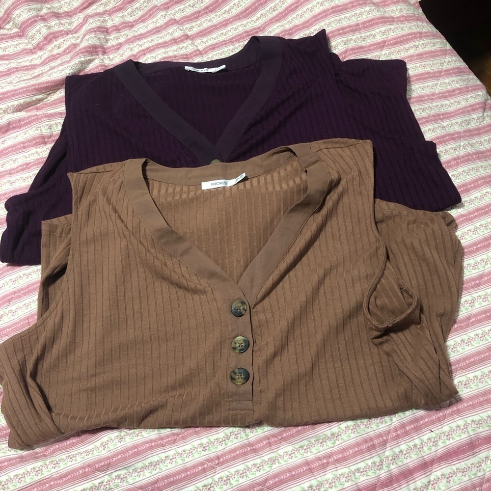 Brown and Purple sleeveless Ribbed Button-Up Tops by Ricki’s-xxl.new / like new
